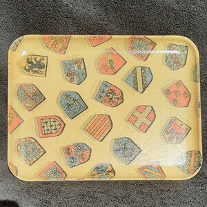 Vintage Manover Serving Tray 11.5" x 9" Fiberglass Tray, 1950's French Crests